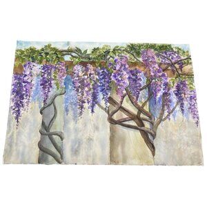 Watercolor Painting Of Purple Flowers & Twisted Branches Pillers purple READ